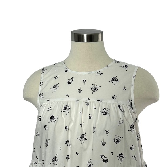 Banana Republic White Floral Cotton Sleeveless Trapeze Dress Size Small - Picture 8 of 13